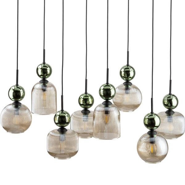Hängelampe Grün Cognac Glas L:95 cm E14 8-flammig