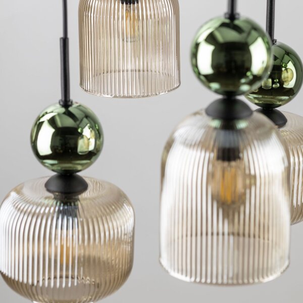 Hängelampe Grün Cognac Glas L:95 cm E14 8-flammig