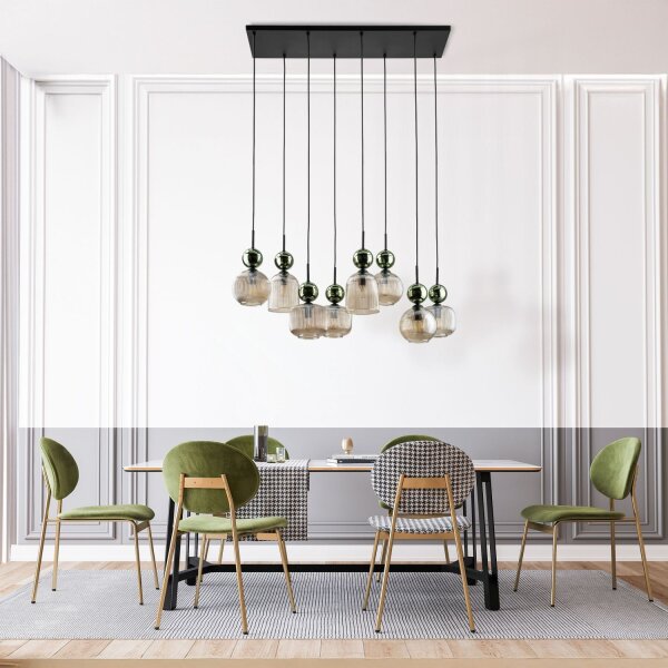 Hängelampe Grün Cognac Glas L:95 cm E14 8-flammig