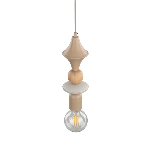 Dekorative Hängelampe Beige B:10 cm E27 Stahl Modern