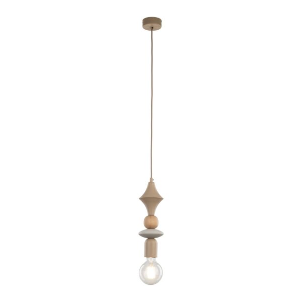 Dekorative Hängelampe Beige B:10 cm E27 Stahl Modern