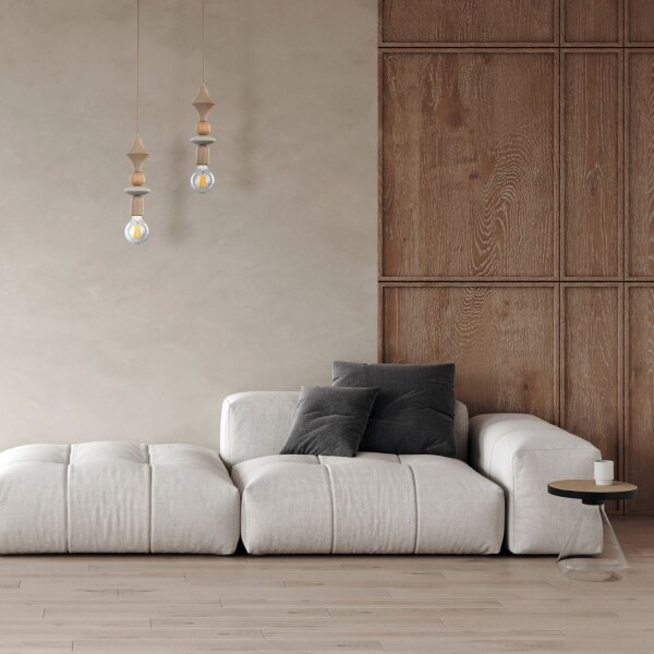 Dekorative Hängelampe Beige B:10 cm E27 Stahl Modern