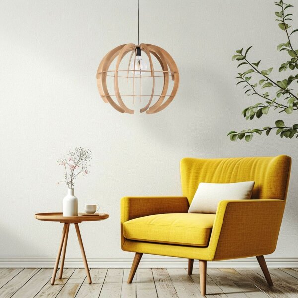 Pendelleuchte Holz Natur Frame E27 B:63 cm wohnlich