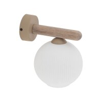 Wandleuchte Natur Holz B:15 cm E14 Glas blendarm