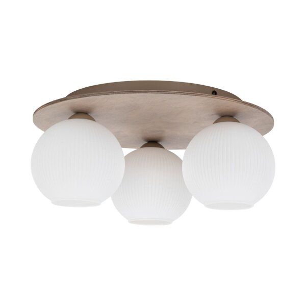 Deckenleuchte Glas blendarm Beige L:42 cm E14 3-flammig
