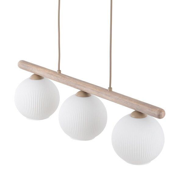 Pendelleuchte Beige 3-flmg65 cm Metall E14 Glas Weiß