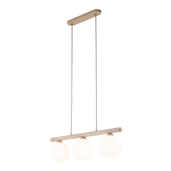 Pendelleuchte Beige 3-flmg65 cm Metall E14 Glas Weiß