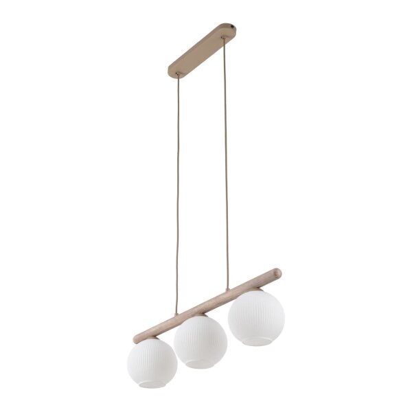 Pendelleuchte Beige 3-flmg65 cm Metall E14 Glas Weiß
