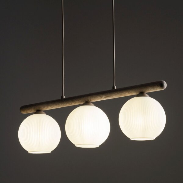 Pendelleuchte Beige 3-flmg65 cm Metall E14 Glas Weiß