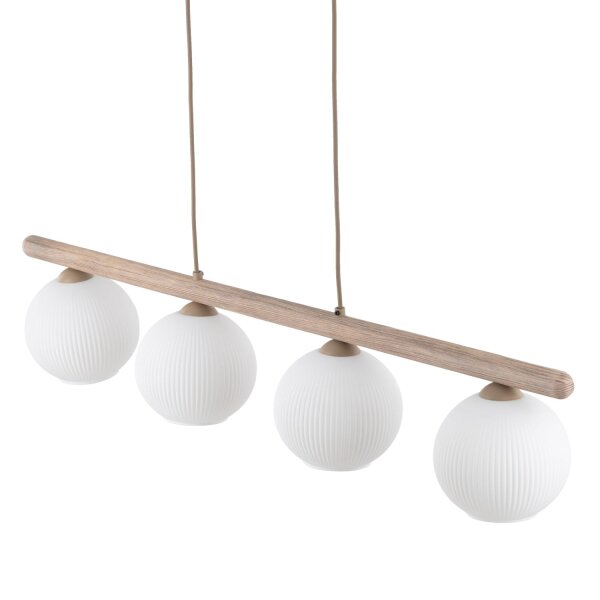 Hängelampe Beige 4-flammig 95 cm Metall E14 Glas Weiß