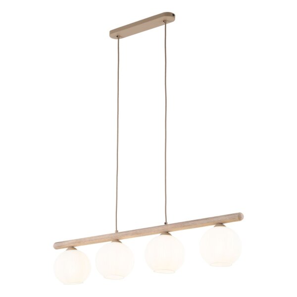 Hängelampe Beige 4-flammig 95 cm Metall E14 Glas Weiß