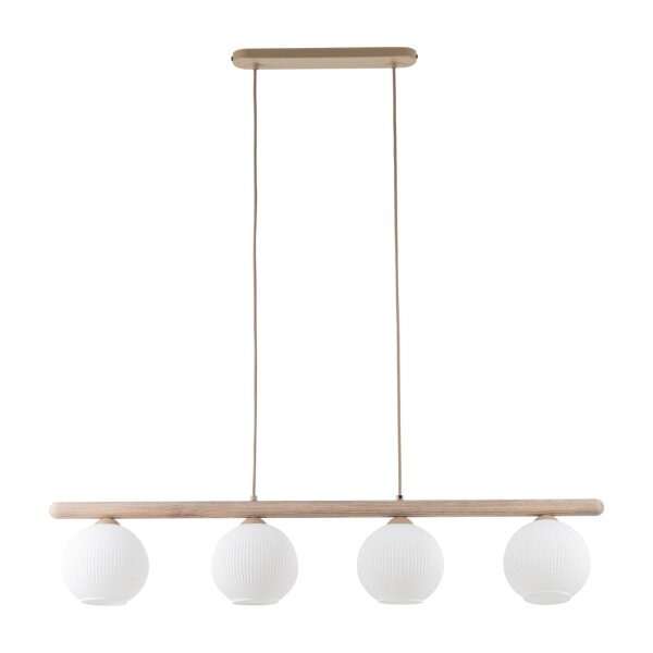Hängelampe Beige 4-flammig 95 cm Metall E14 Glas Weiß