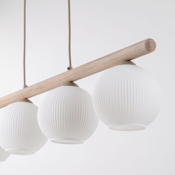 Hängelampe Beige 4-flammig 95 cm Metall E14 Glas Weiß