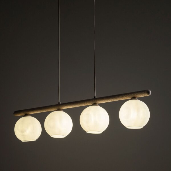 Hängelampe Beige 4-flammig 95 cm Metall E14 Glas Weiß
