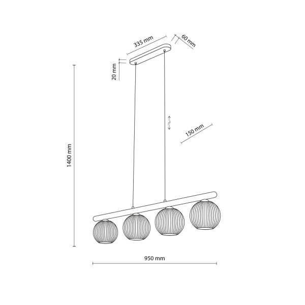 Hängelampe Beige 4-flammig 95 cm Metall E14 Glas Weiß