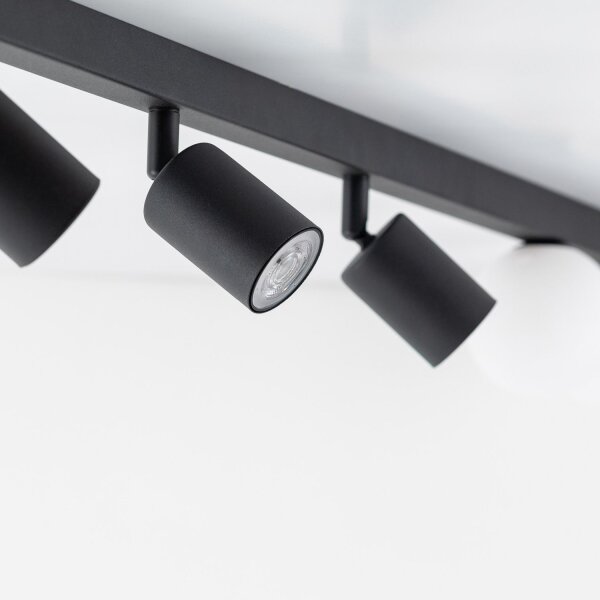 Deckenleuchte Schwarz Weiß Metall Glas 180 cm GU10 G9