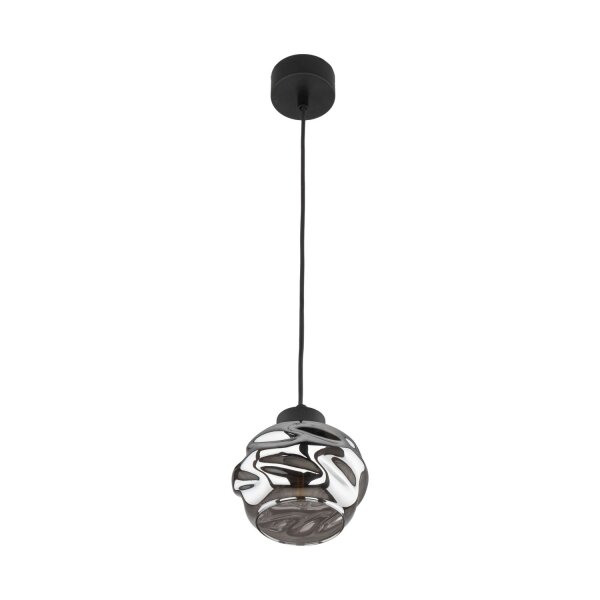 Hängelampe Schwarz Metall Glas in Graphit E27 B:15 cm