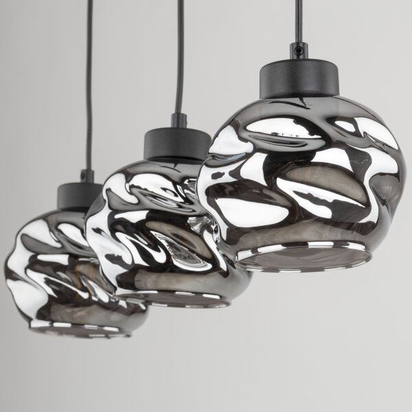 Hängelampe 3-flammig L:59 cm E27 Glas in Graphit
