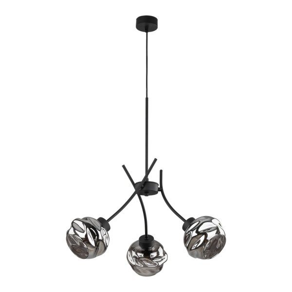 Hängelampe Metall Schwarz B:48 cm E27 Glas in Graphit