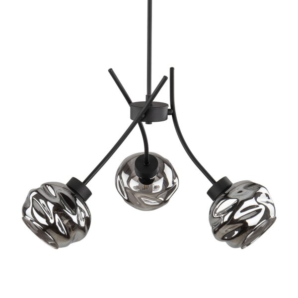 Hängelampe Metall Schwarz B:48 cm E27 Glas in Graphit