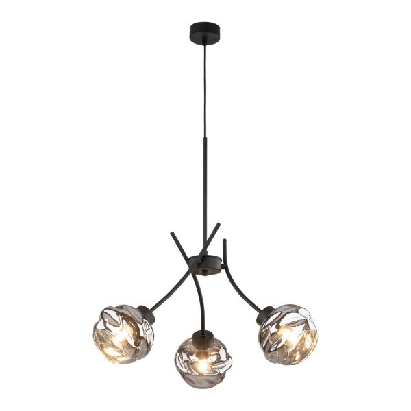 Hängelampe Metall Schwarz B:48 cm E27 Glas in Graphit