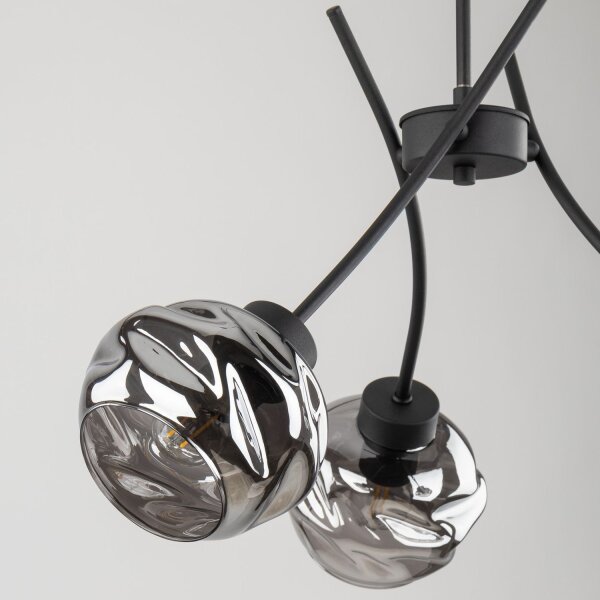 Hängelampe Metall Schwarz B:48 cm E27 Glas in Graphit