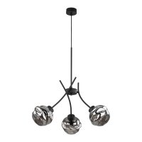H&auml;ngelampe Metall Schwarz B:48 cm E27 Glas in Graphit