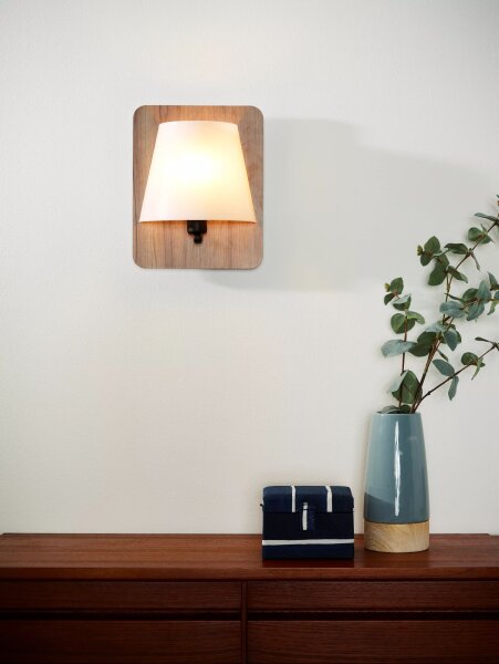 Wandlampe Holz Natur blendarm E14 25 cm Skandinavisch