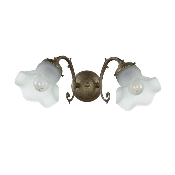 Applique murale Blanc Abat-jour en verre Laiton véritable Ricciolo
