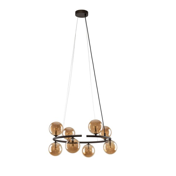 Pendelleuchte Glas Bernstein 62 cm G9 Stahl Rondell