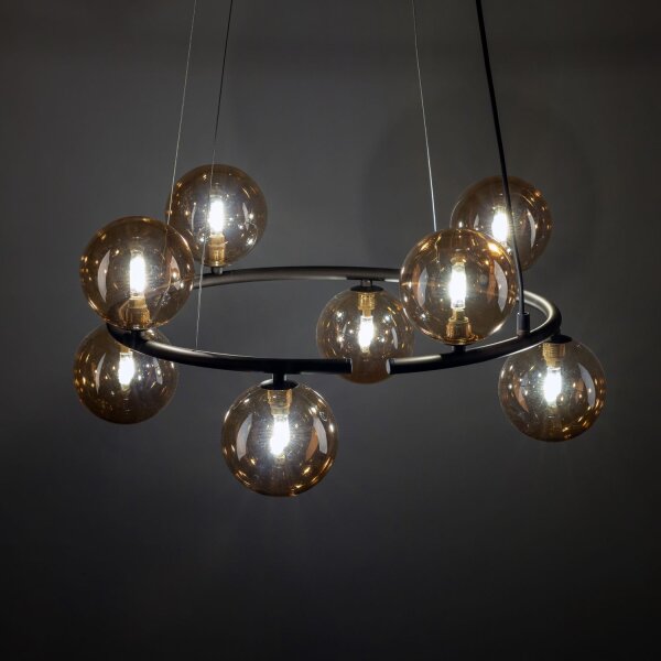 Pendelleuchte Glas Bernstein 62 cm G9 Stahl Rondell
