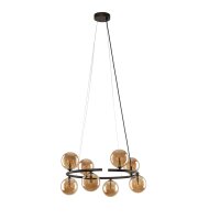 Pendelleuchte Glas Bernstein 62 cm G9 Stahl Rondell