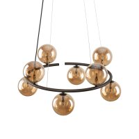 Pendelleuchte Glas Bernstein 62 cm G9 Stahl Rondell
