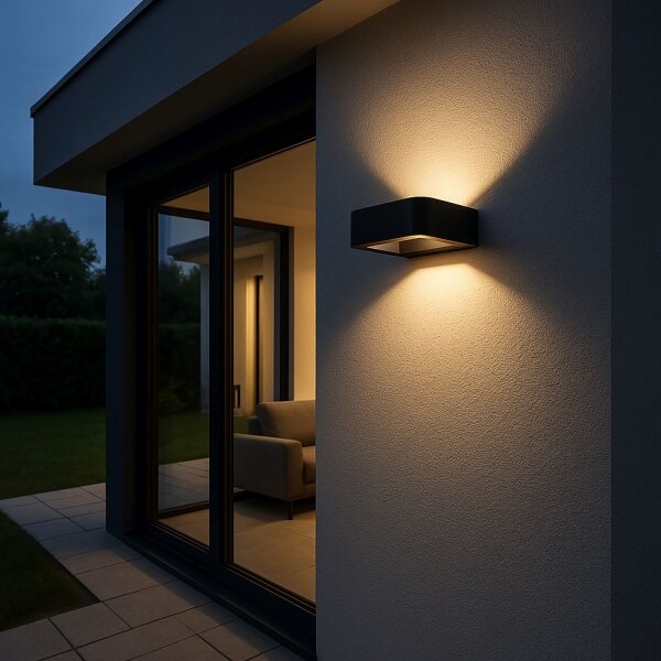 LED Wandleuchte skandinavisch Glas Schwarz H:5,5 cm