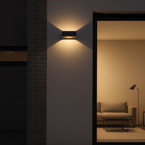 LED Wandleuchte skandinavisch Glas Schwarz H:5,5 cm