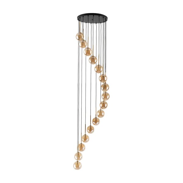 Pendelleuchte modern Glas Bernstein Schwarz B:50 cm G9