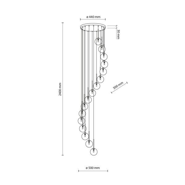 Pendelleuchte modern Glas Bernstein Schwarz B:50 cm G9