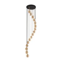 Pendelleuchte modern Glas Bernstein Schwarz B:50 cm G9