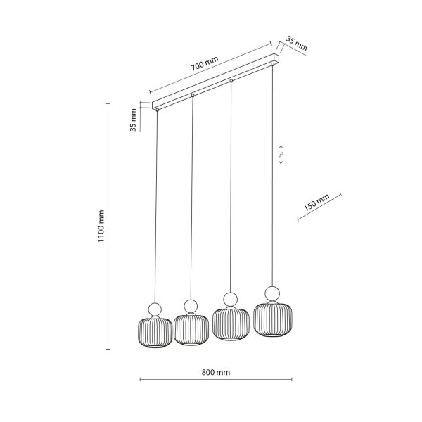 Pendelleuchte Weiß skandinavisch 80 cm Metall E14 Holz