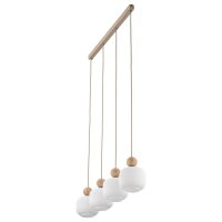 Pendelleuchte Weiß skandinavisch 80 cm Metall E14 Holz