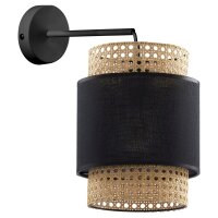Wandleuchte Schwarz modern B:20 cm Stoff E27 Stahl