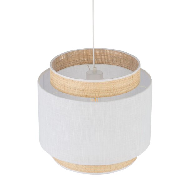 Pendelleuchte elegant Stoff Weiß B:38 cm E27 blendarm