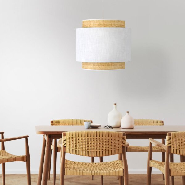 Pendelleuchte elegant Stoff Weiß B:38 cm E27 blendarm