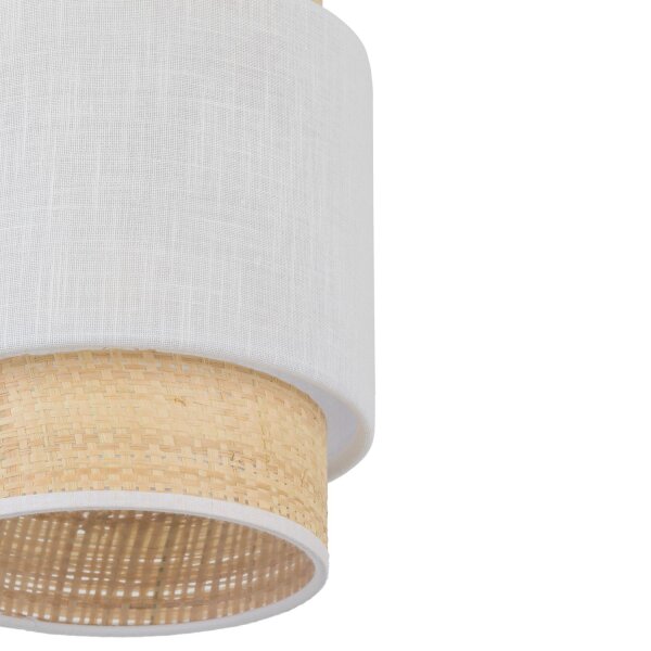 Pendelleuchte Stoff modern B:20 cm Weiß E27 Stahl Gold