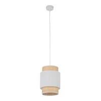 Pendelleuchte Stoff modern B:20 cm Weiß E27 Stahl Gold