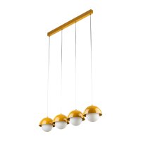 Pendellampe Glas Weiß 4-flammig 83 cm G9 Stahl Ocker