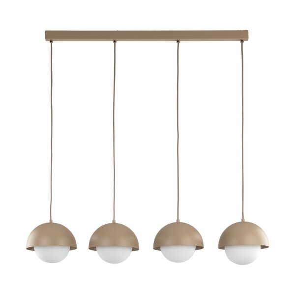 Pendelleuchte zeitlos Glas Beige 83 cm G9 Stahl Weiß