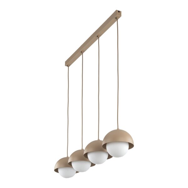 Pendelleuchte zeitlos Glas Beige 83 cm G9 Stahl Weiß