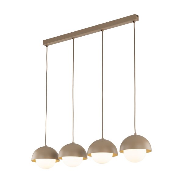 Pendelleuchte zeitlos Glas Beige 83 cm G9 Stahl Weiß