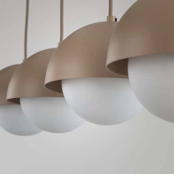 Pendelleuchte zeitlos Glas Beige 83 cm G9 Stahl Weiß